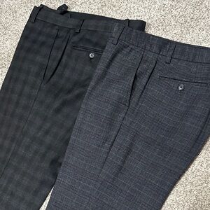 2 Pair Bundle Men’s John Varvatos Sz 30 Dress Pants Gray Plaid Slim Fit S/M Grey